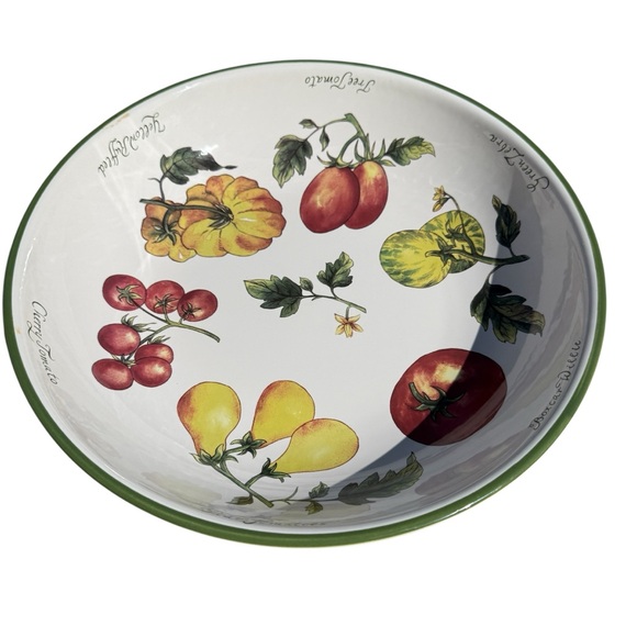 Williams Sonoma Other - Williams Sonoma Heirloom Tomatoes Large Pasta Serving Bowl 13” Round Green Rim